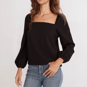 NWT madewell Crepe Square-Neck Puff-Sleeve Top